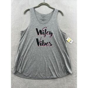 Love & Cherish Shirt Womens Large Grey Wifey Vibes Sleeveless Tank Top Stretch